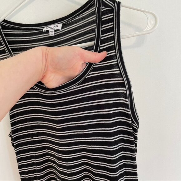 SPLENDID ANTHROPOLOGIE Tiered Maxi Dress Black White Striped Mixed Media Summer - Picture 7 of 14